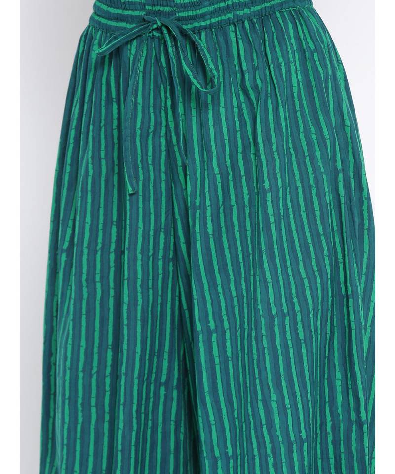 Green Printed Flared Palazzo