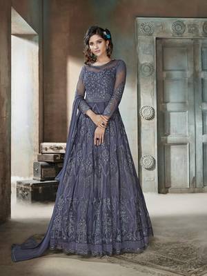 Grey embroidered net salwar 1