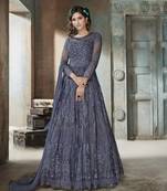 Grey embroidered net salwar