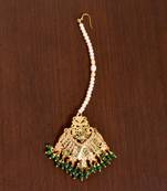 Emerald Embellished Gold Plated Jadau Maang Tikka