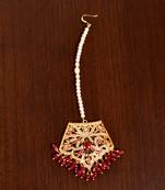 Ruby Embellished Gold Plated Jadau Maang Tikka