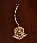 Navratans Stone Embellished Gold Plated Designer Jadau Maang Tikka