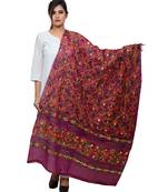 Women's Pure Cotton Aari Embroidery & Foil Mirrors Dupatta (Rasna) Magenta Violet - RSN10