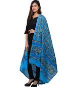 Women's Pure Cotton Aari Embroidery & Foil Mirrors Dupatta (Rasna) Turquoise - RSN13