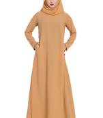 Beige Plain kashibo Abaya