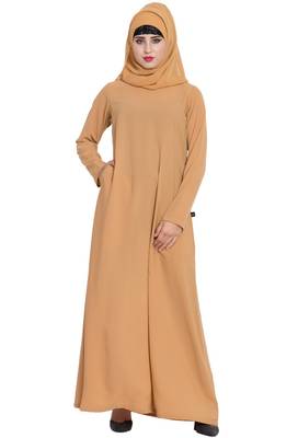 Beige Plain kashibo Abaya 2