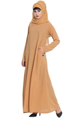Beige Plain kashibo Abaya 3