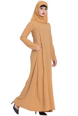 Beige Plain kashibo Abaya 4