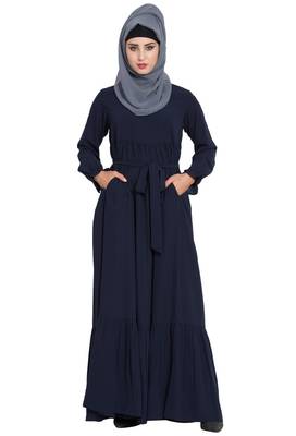 Navy Blue Plain kashibo Abaya 1