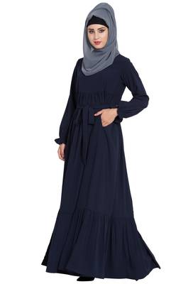 Navy Blue Plain kashibo Abaya 2