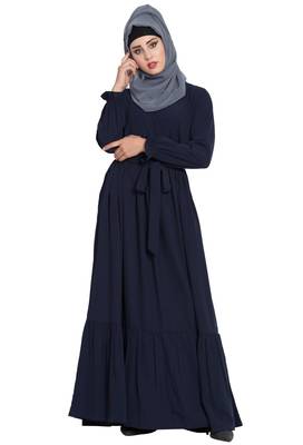 Navy Blue Plain kashibo Abaya 4