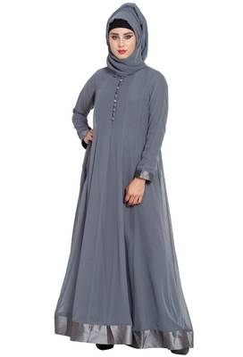 Grey Plain kashibo Abaya 2