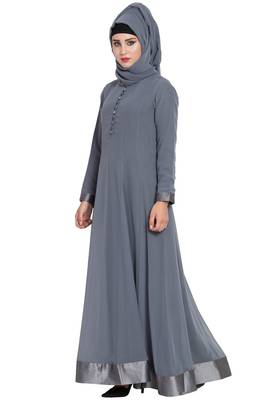 Grey Plain kashibo Abaya 3