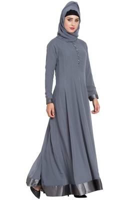 Grey Plain kashibo Abaya 4