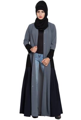 Grey Plain kashibo Abaya 1