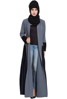 Grey Plain kashibo Abaya 2