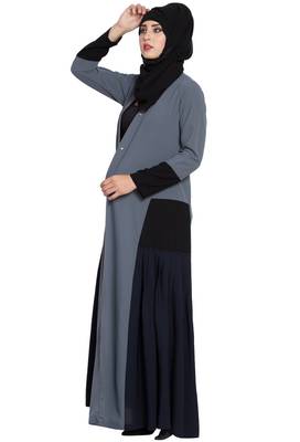 Grey Plain kashibo Abaya 3