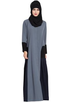 Grey Plain kashibo Abaya 4