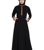 Black Embroidered Nida Abaya