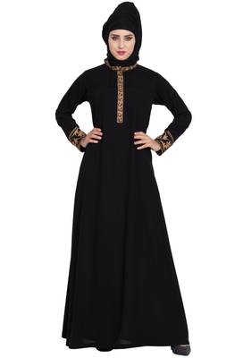 Black Embroidered Nida Abaya 2