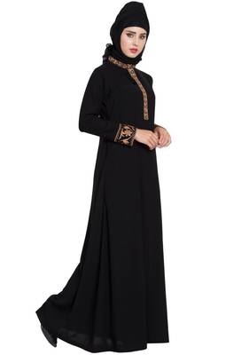 Black Embroidered Nida Abaya 3