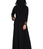 Black Embroidered Nida Abaya
