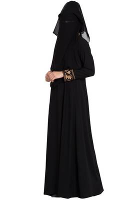Black Embroidered Nida Abaya 2