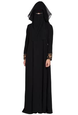 Black Embroidered Nida Abaya 4