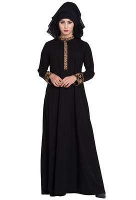Black Embroidered Nida Abaya 5