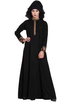 Black Embroidered Nida Abaya 6