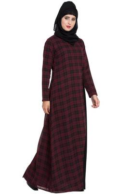 Maroon Plain kashibo Abaya 3