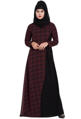 Maroon Plain kashibo Abaya 4
