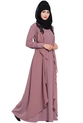 Pink Plain Nida Abaya 6