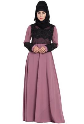 Pink Plain kashibo Abaya 1