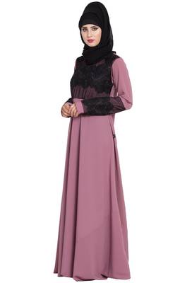 Pink Plain kashibo Abaya 2