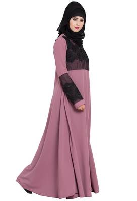 Pink Plain kashibo Abaya 3