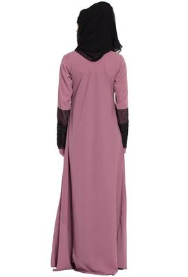 Pink Plain kashibo Abaya 4
