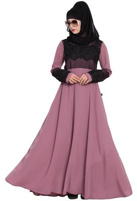 Pink Plain kashibo Abaya 6