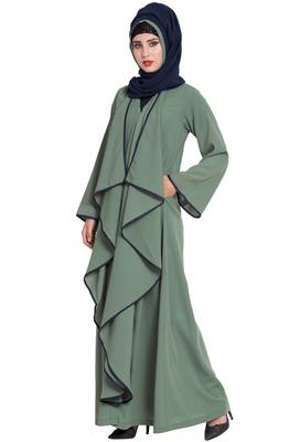 Green Plain kashibo Abaya 2