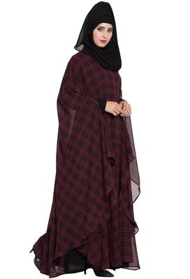 Mushkiya Black & Maroon Irani Kafatn In Dual Layer 5