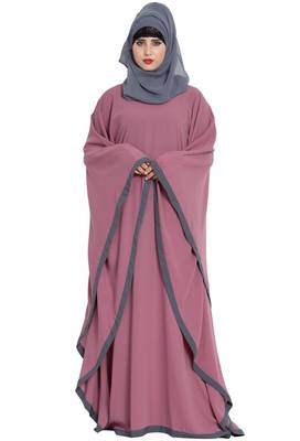 Pink Plain kashibo Abaya 1