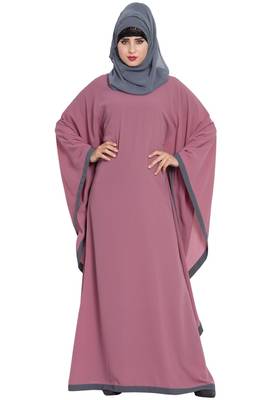 Pink Plain kashibo Abaya 2