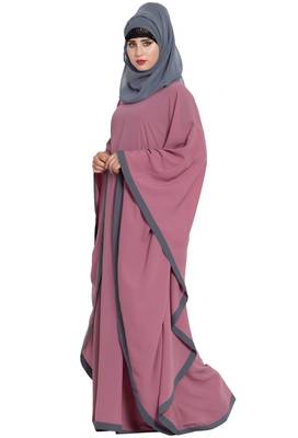 Pink Plain kashibo Abaya 5