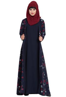 Navy Blue Plain Nida Abaya 1