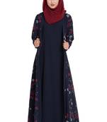 Navy Blue Plain Nida Abaya