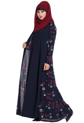 Navy Blue Plain Nida Abaya 2