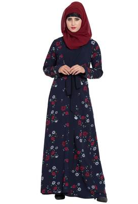 Navy Blue Plain Nida Abaya 4