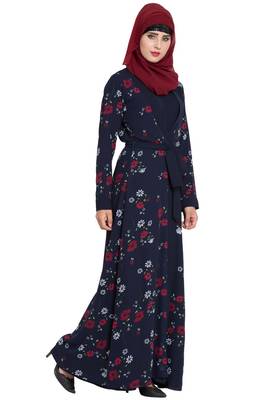 Navy Blue Plain Nida Abaya 5