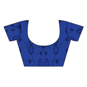 Blue Printed Silk Saree With Blouse 4