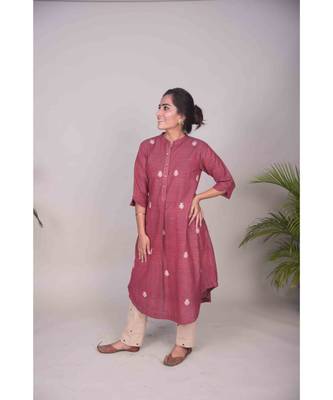 Maroon Gota Patti Aari Work Kurta 1